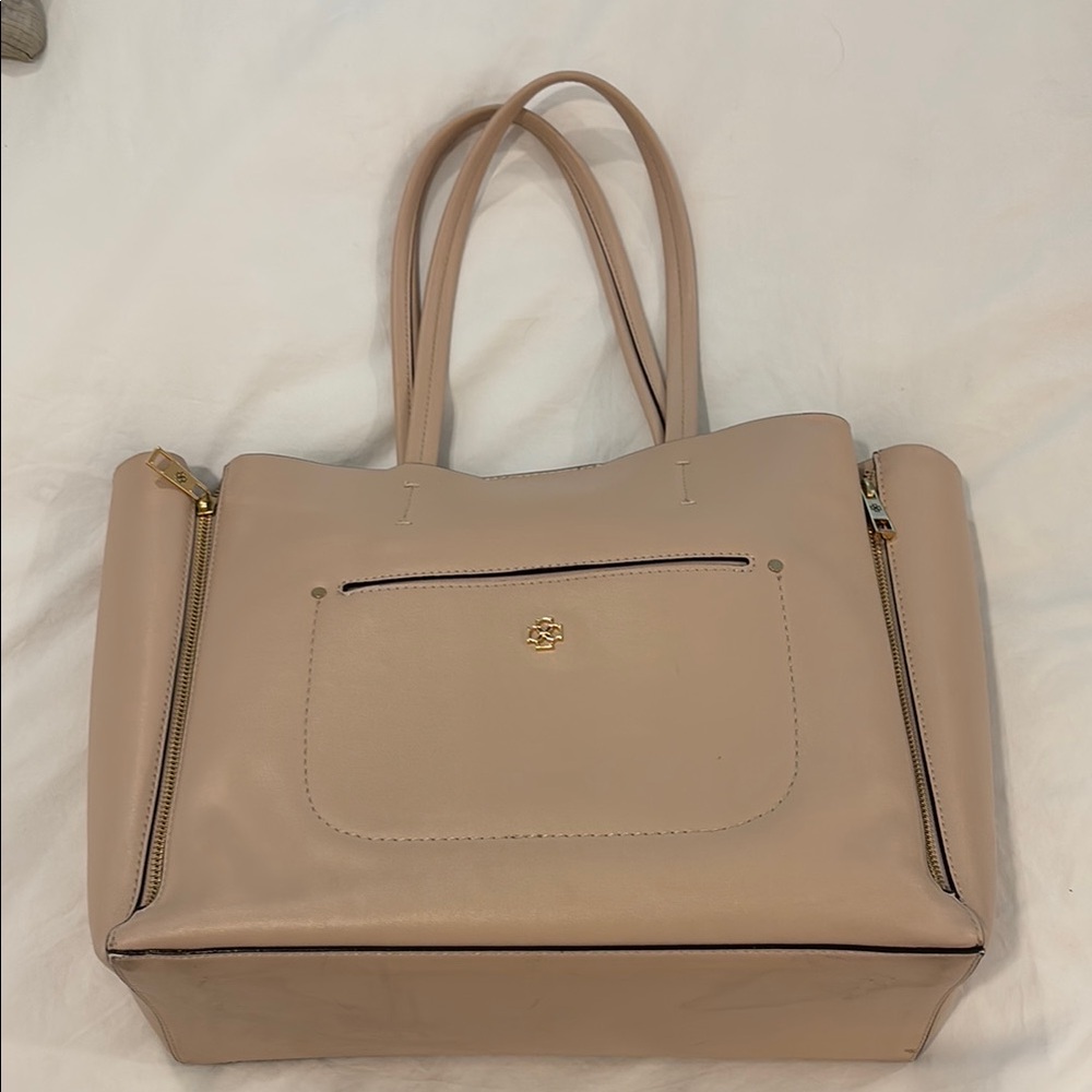 Chic Beige Leather Tote Bag